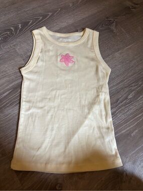 Light Yellow Tank Top with Pink beaded Flower